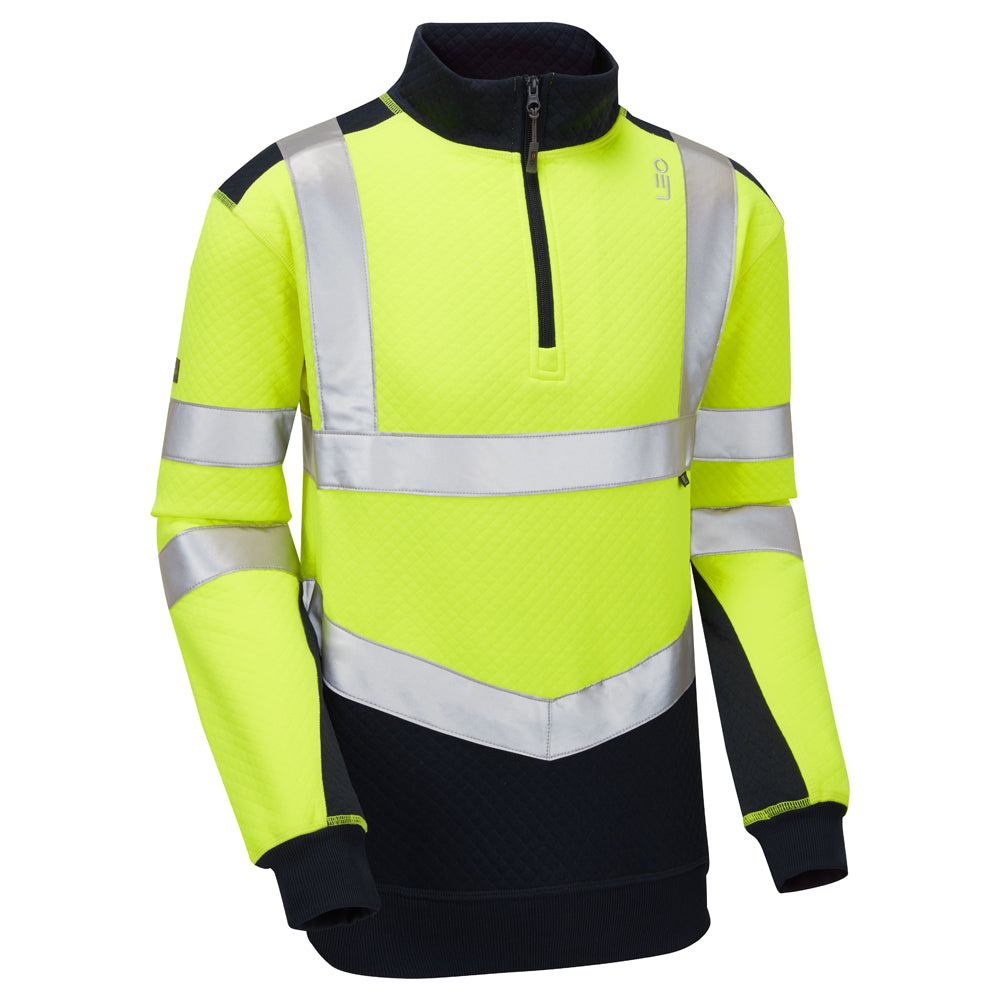 Leo TAPELEY Hi-Vis Yellow/Navy 1/4 Zip Sweatshirt SS08-Y/NV-LEO