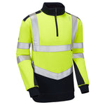 Leo TAPELEY Hi-Vis Yellow/Navy 1/4 Zip Sweatshirt SS08-Y/NV-LEO