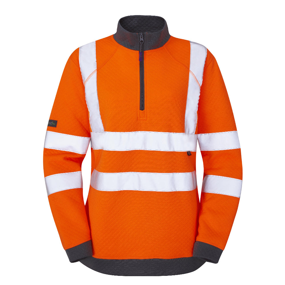 Leo ELBERRY Women's Hi-Vis Orange Zip Sweatshirt SSL01-O-LEO