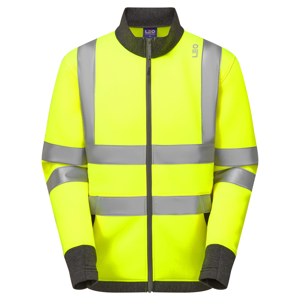 Leo ARGANITE Hi-Vis Yellow Stretch Mid Layer Jacket SS07-Y-LEO