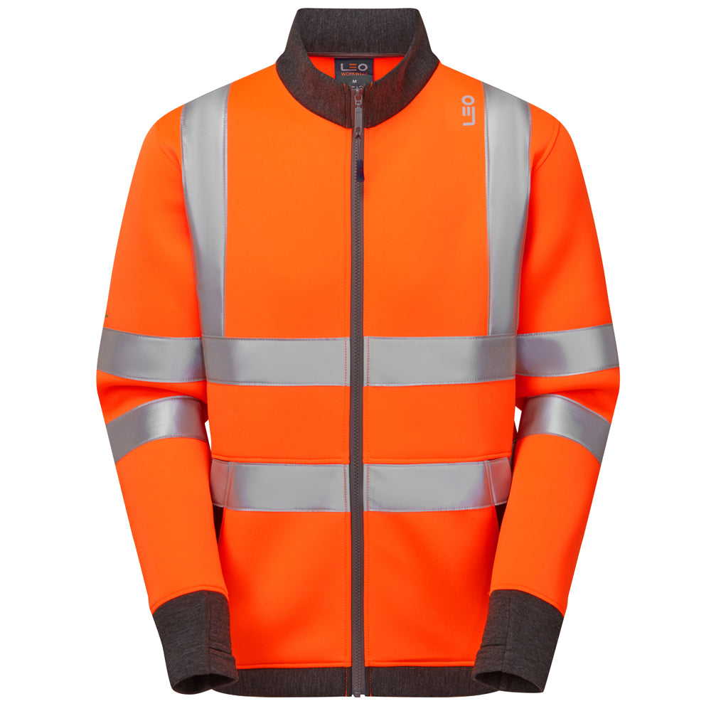 Leo ARGANITE Hi-Vis Orange Stretch Mid Layer Jacket SS07-O-LEO