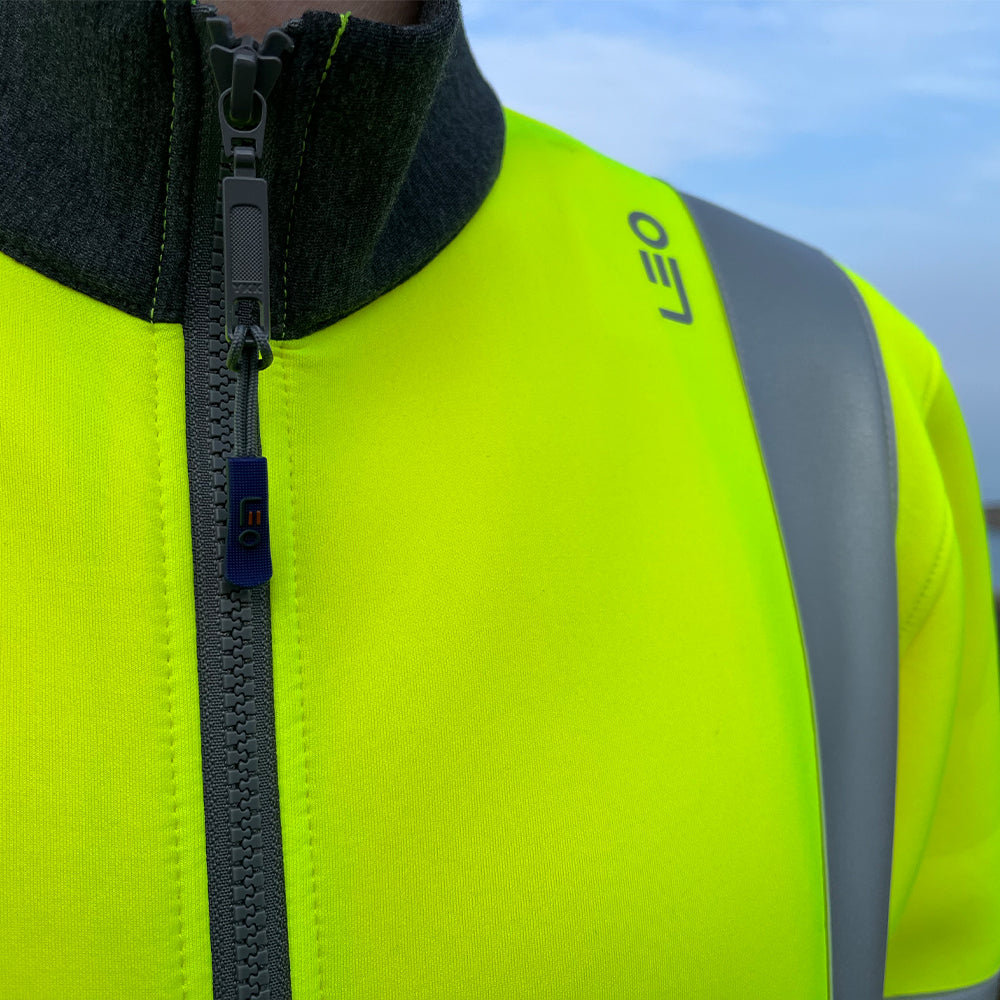 Leo ARGANITE Hi-Vis Yellow Stretch Mid Layer Jacket SS07-Y-LEO