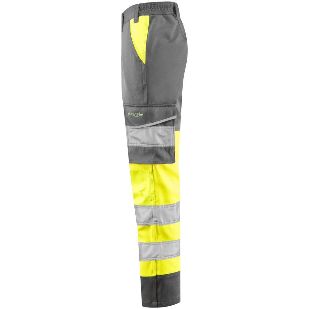 Leo BECKAMOOR Women's Hi-Vis Yellow/Grey Stretch Cargo Trousers CL04-Y/GY-LEO