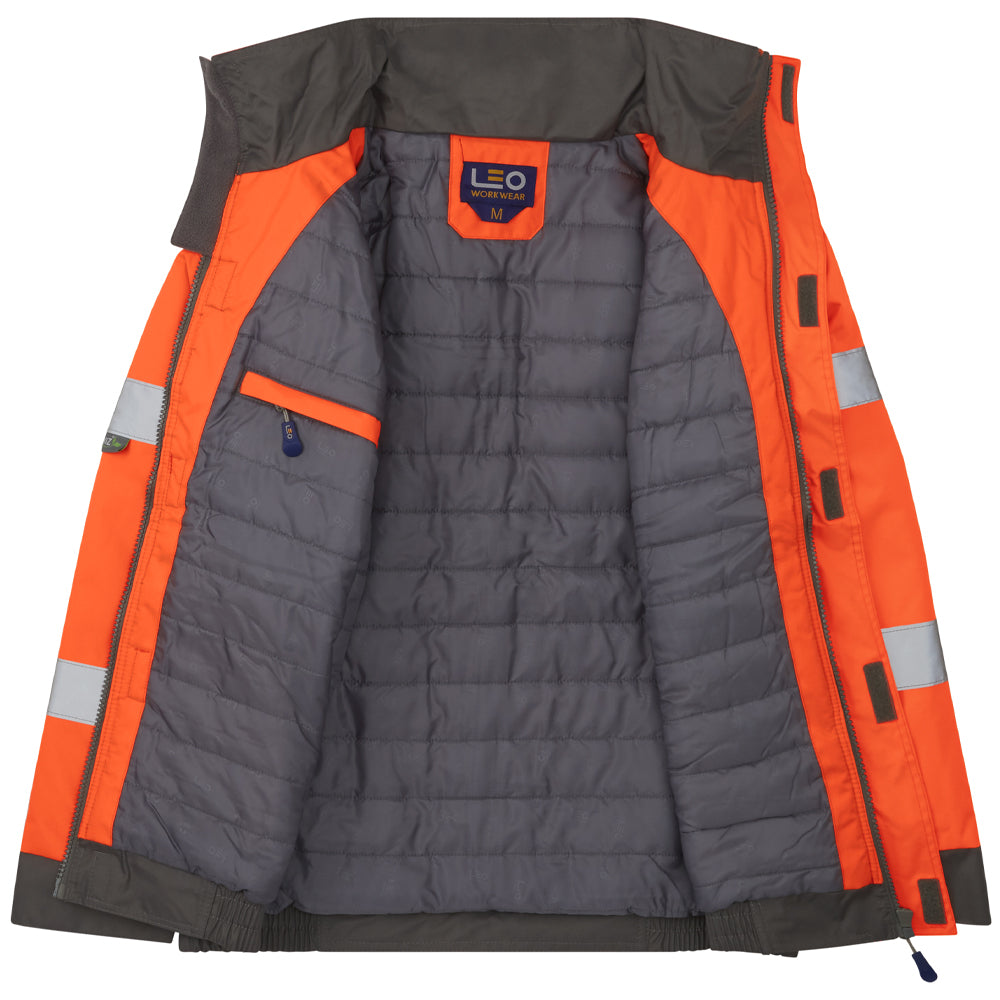 Leo CHIVENOR Hi-Vis Orange Waterproof Bomber Jacket J01-O-LEO