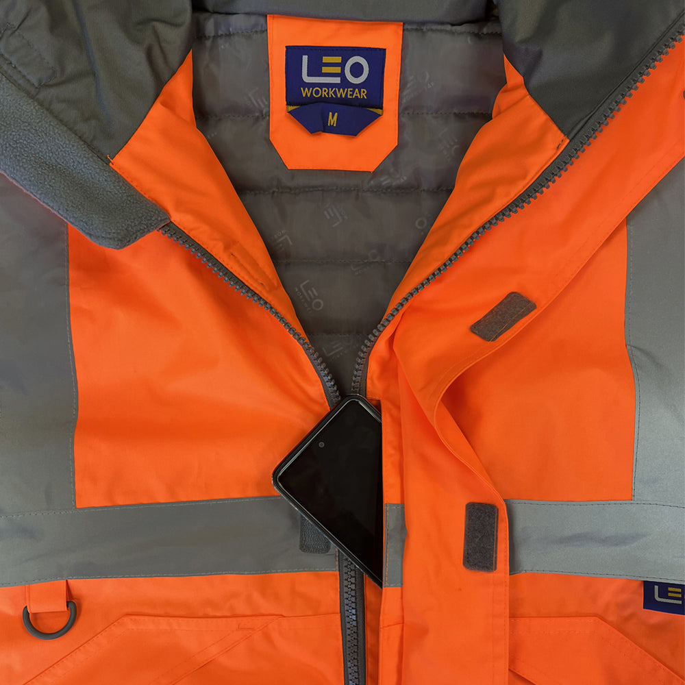 Leo CHIVENOR Hi-Vis Orange Waterproof Bomber Jacket J01-O-LEO