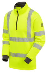 Hi-Vis Yellow Quarter Zip Sweatshirt Recycled Workwear RCT804