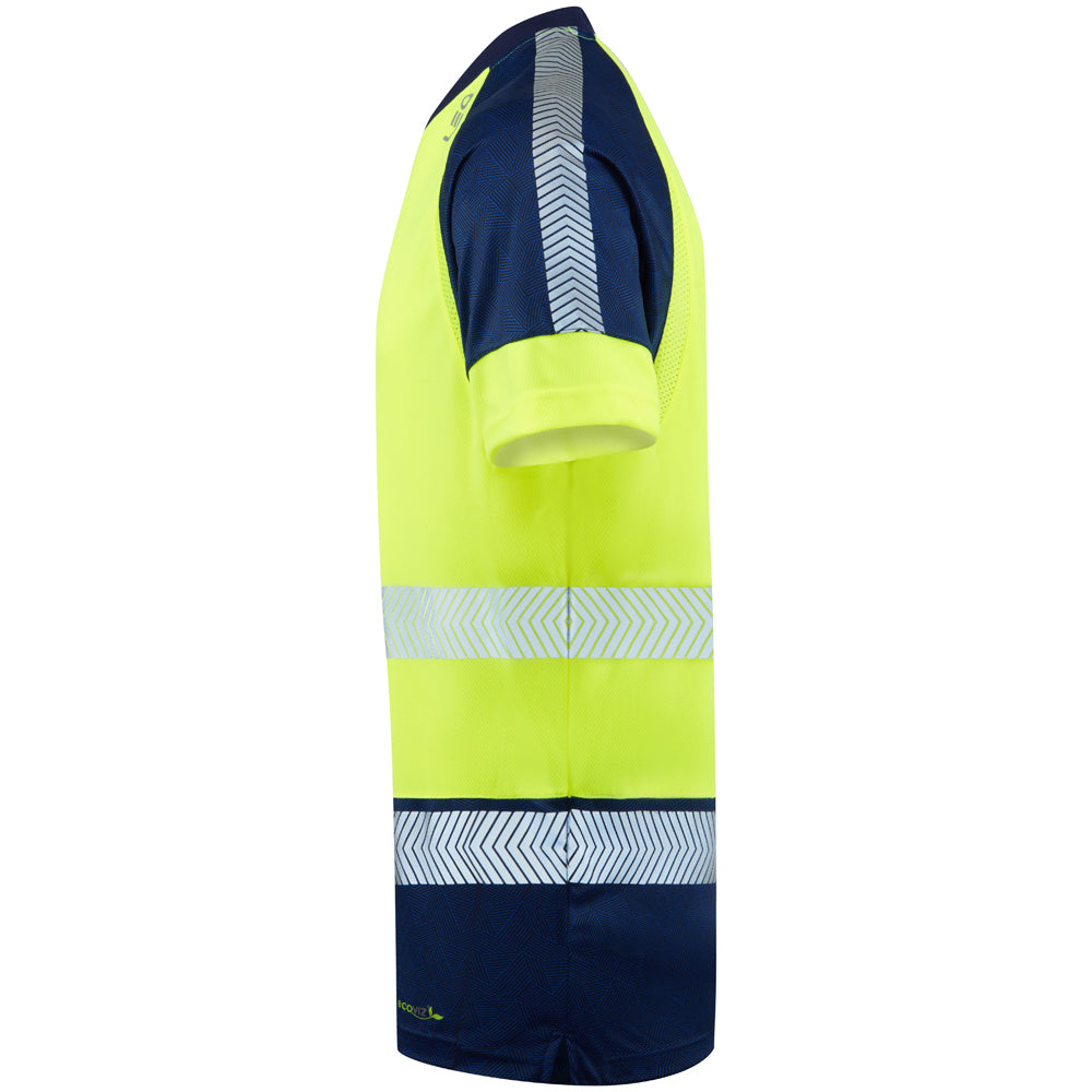 Leo FORDA Hi-Vis Yellow/Navy Print T-Shirt T16-Y/NP-LEO