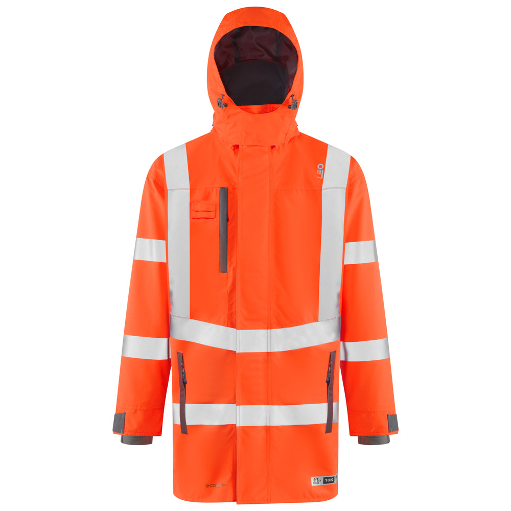 Leo EASTLEIGH Hi-Vis Orange Waterproof Coat A07-O-LEO