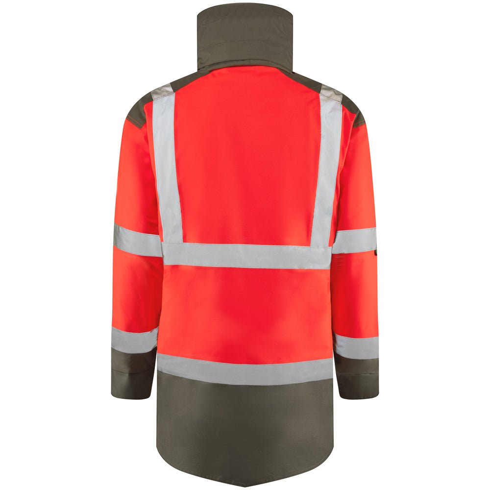Leo TAWSTOCK Hi-Vis Red Grey Waterproof Coat A01-R/GY-LEO