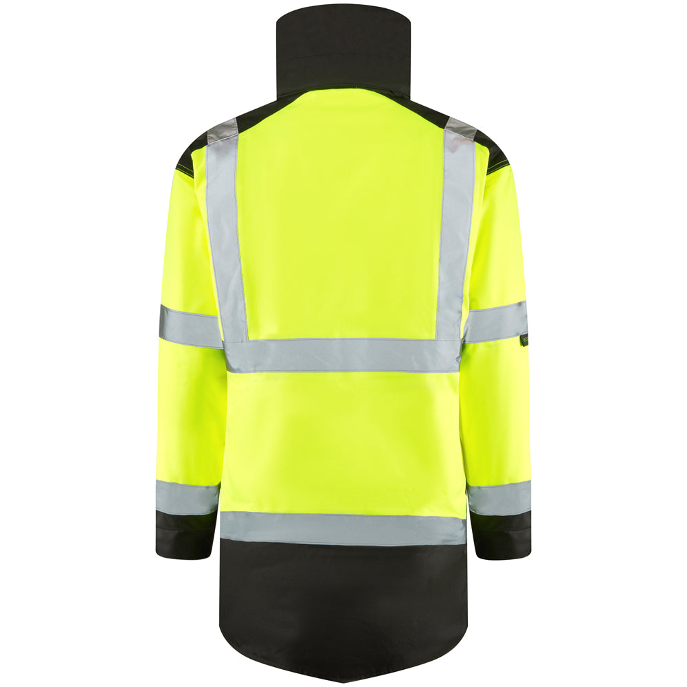 Leo TAWSTOCK Hi-Vis Yellow Black Waterproof Coat A01-Y/BK-LEO