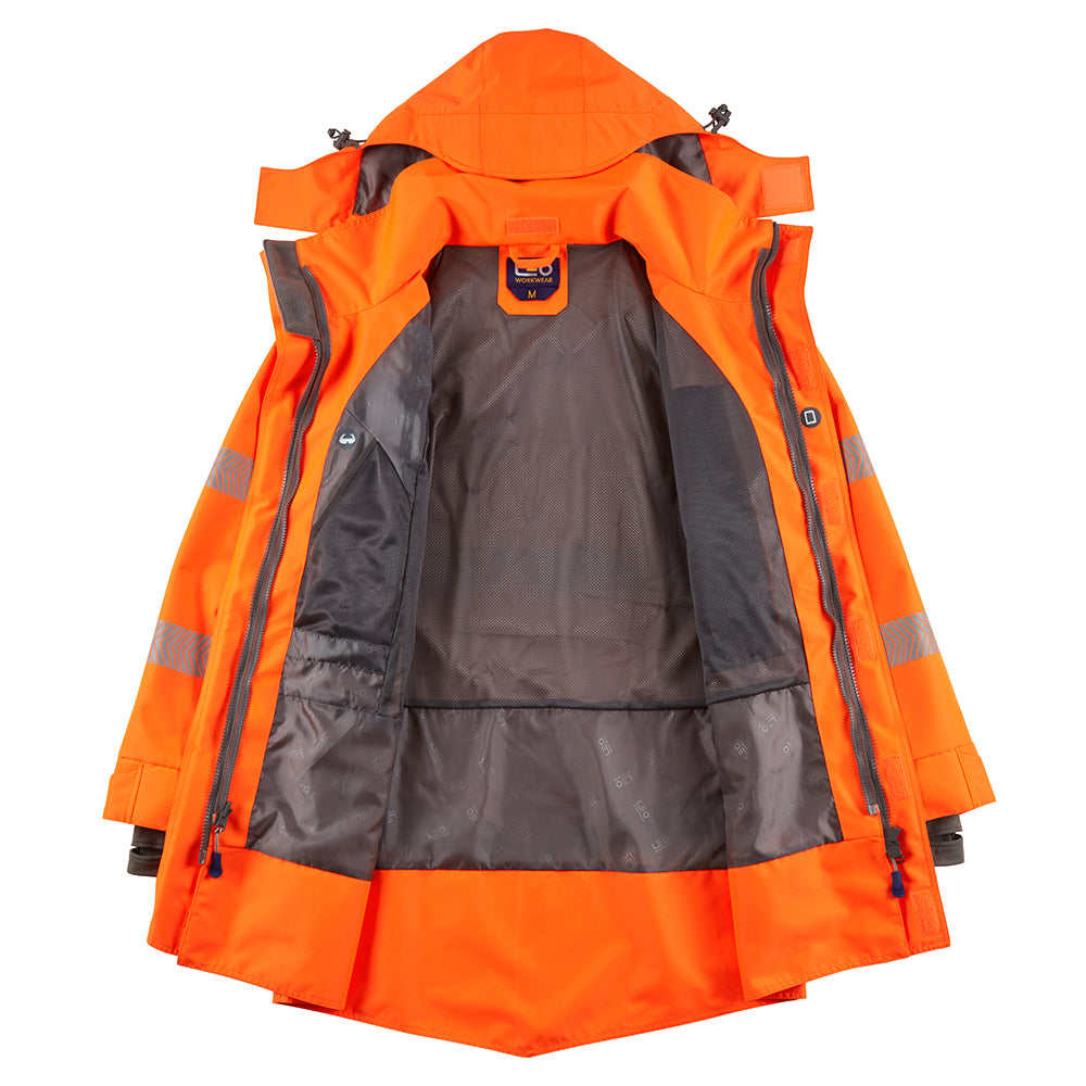 Leo CLOVELLY Hi-Vis Orange Waterproof Coat A04-O-LEO
