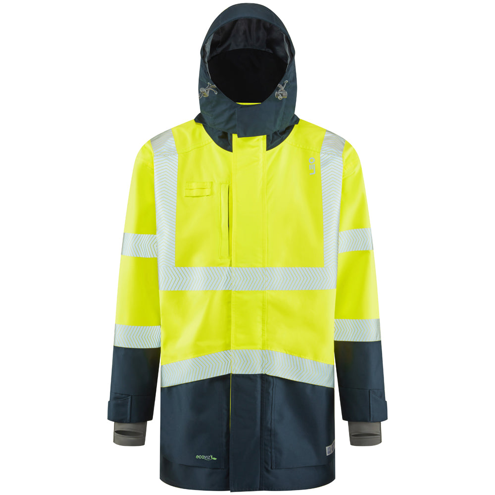 Leo CLOVELLY Hi-Vis Yellow Navy Waterproof Coat A04-Y/NV-LEO