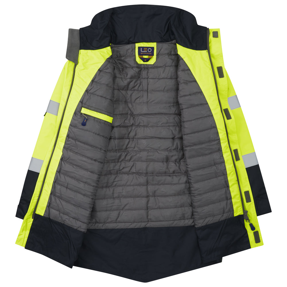 Leo MARWOOD Hi-Vis Yellow Navy Waterproof Coat A03-Y/NV-LEO