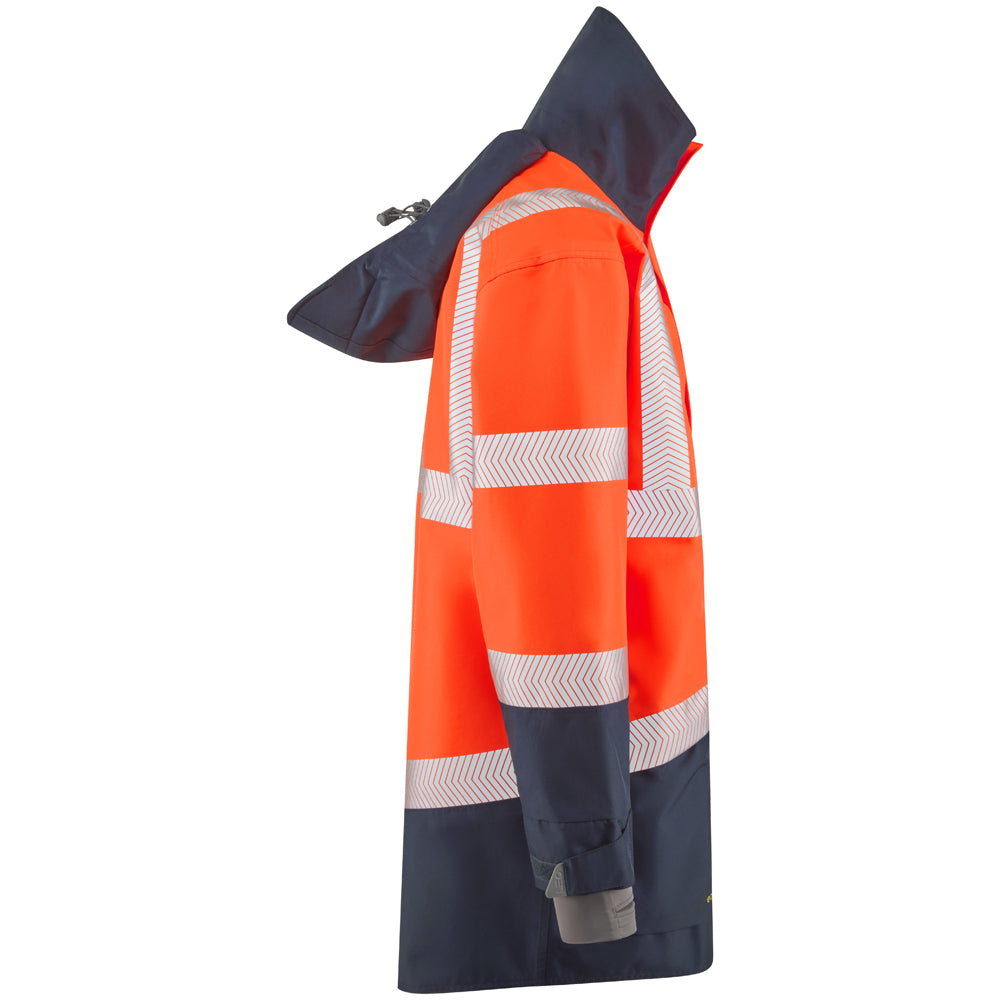 Leo CLOVELLY Hi-Vis Orange Navy Waterproof Coat A04-O/NV-LEO