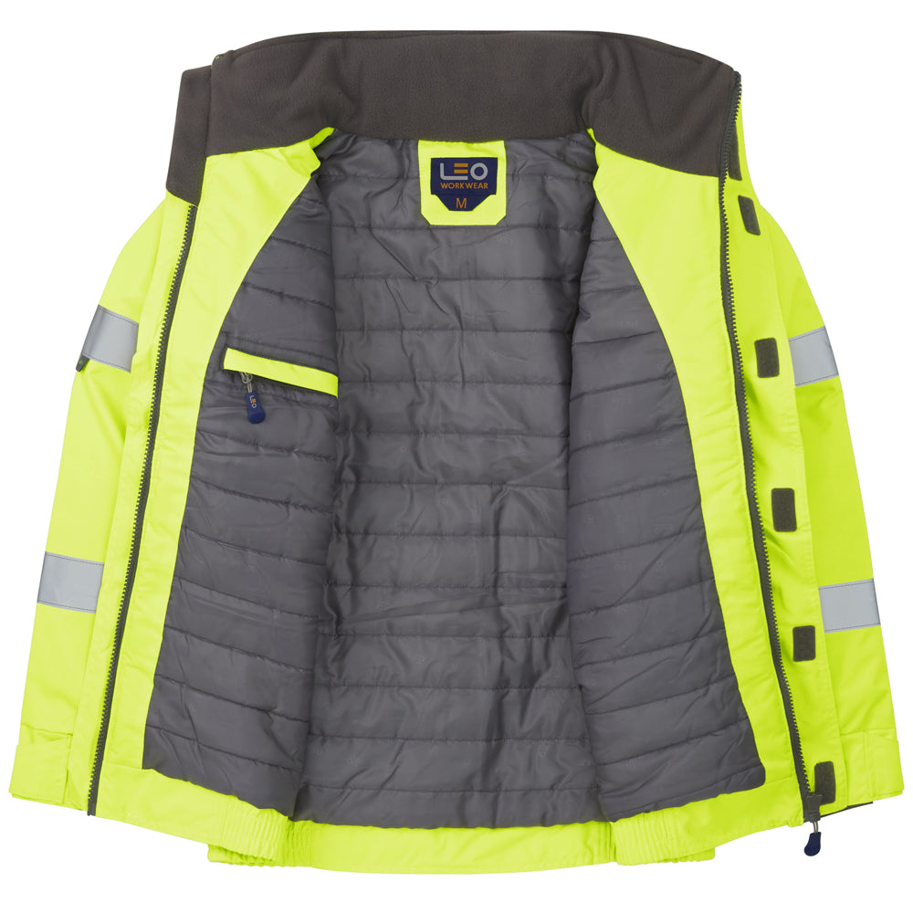 Leo PORTMORE Hi-Vis Yellow Waterproof Bomber Jacket J03-Y-LEO