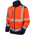 Leo BOWDEN Hi-Vis Orange/Navy Print Softshell Jacket SJ02-O/NP-LEO