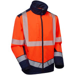 Leo BOWDEN Hi-Vis Orange/Navy Print Softshell Jacket SJ02-O/NP-LEO