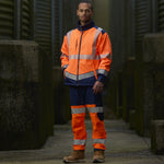 Leo BOWDEN Hi-Vis Orange/Navy Print Softshell Jacket SJ02-O/NP-LEO