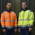 Leo BOWDEN Hi-Vis Yellow/Navy Print Softshell Jacket SJ02-Y/NP-LEO