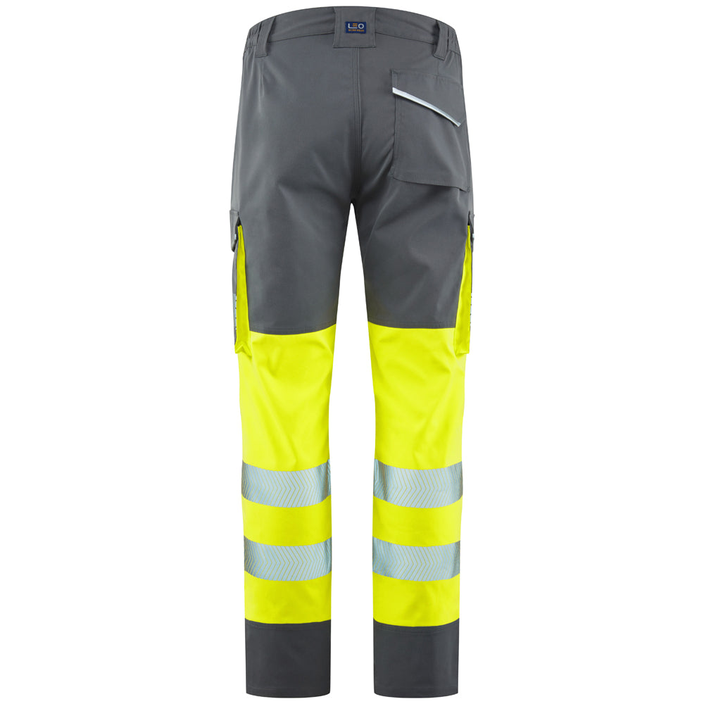 Leo WINSFORD Hi-Vis Yellow Grey Stretch Work Trousers Class 1 CT05-Y/GY-LEO