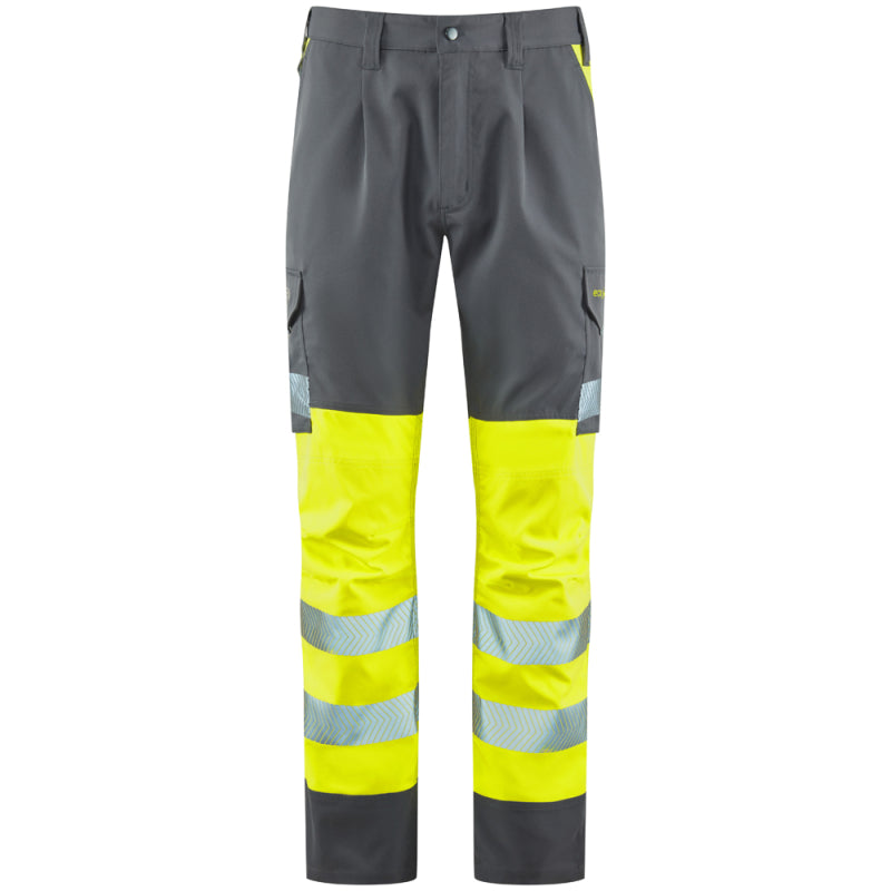 Leo WINSFORD Hi-Vis Yellow Grey Stretch Work Trousers Class 1 CT05-Y/GY-LEO