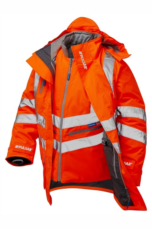 PULSAR Hi-Vis 7-in-1 Storm Coat - Waterproof Safety Jacket