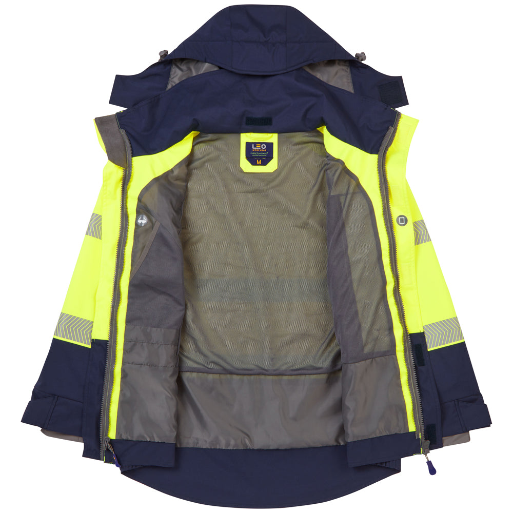 Leo DARTMOOR Hi-Vis Yellow/Navy Waterproof Jacket J05-Y/NV-LEO