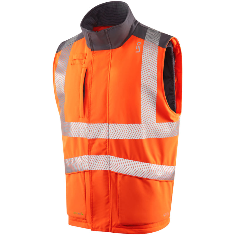 Leo HALSINGER Hi-Vis Orange Bodywarmer BW02-O-LEO