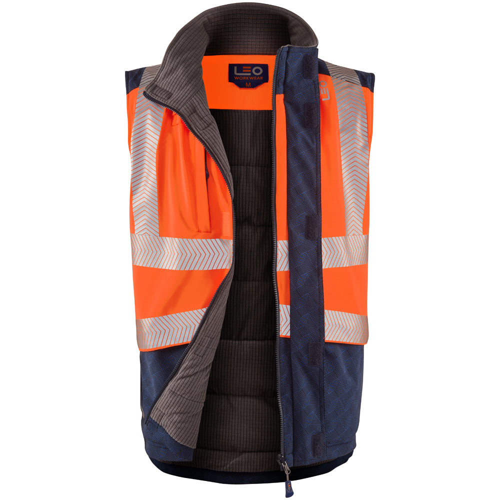 Leo HALSINGER Hi-Vis Orange/Navy Bodywarmer BW02-O/NP-LEO