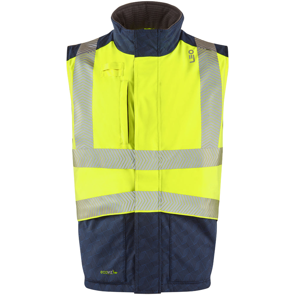 Leo HALSINGER Hi-Vis Yellow/Navy Bodywarmer BW02-Y/NP-LEO