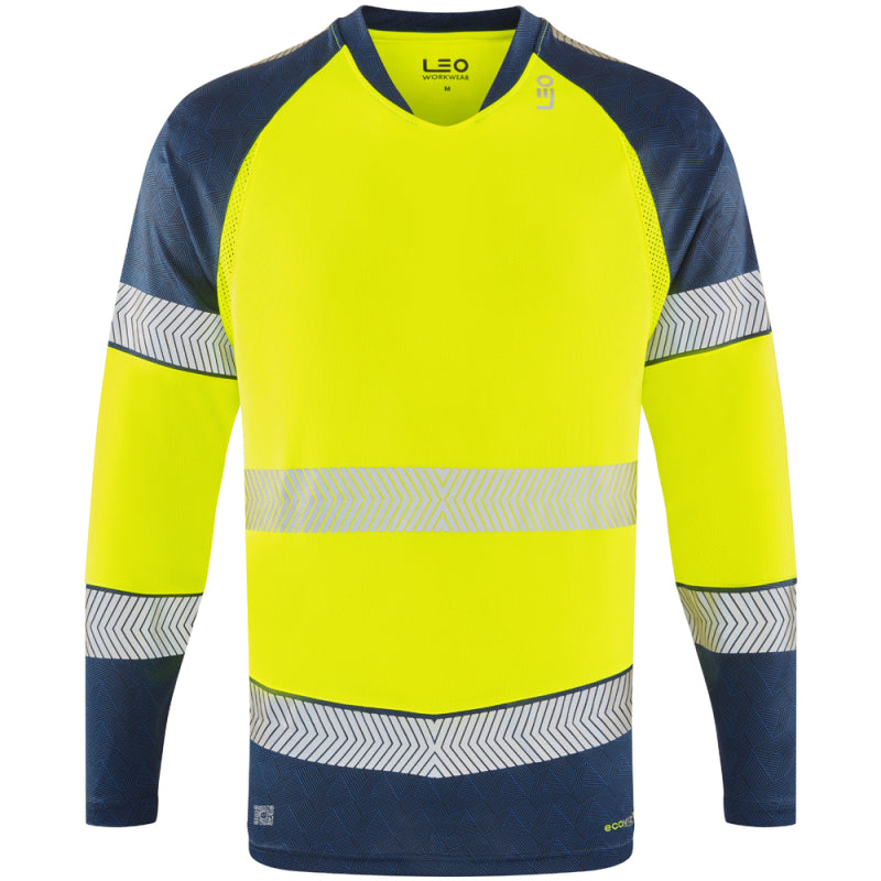 Leo RUDA Hi-Vis Yellow/Navy Print T-Shirt T17-Y/NP-LEO