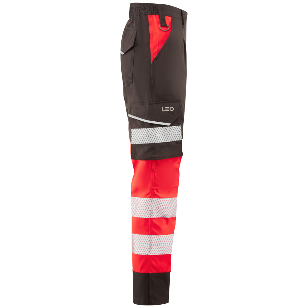 Leo WINSWELL Women's Hi-Vis Red/Grey Stretch Work Trousers CL05-R/GY-LEO
