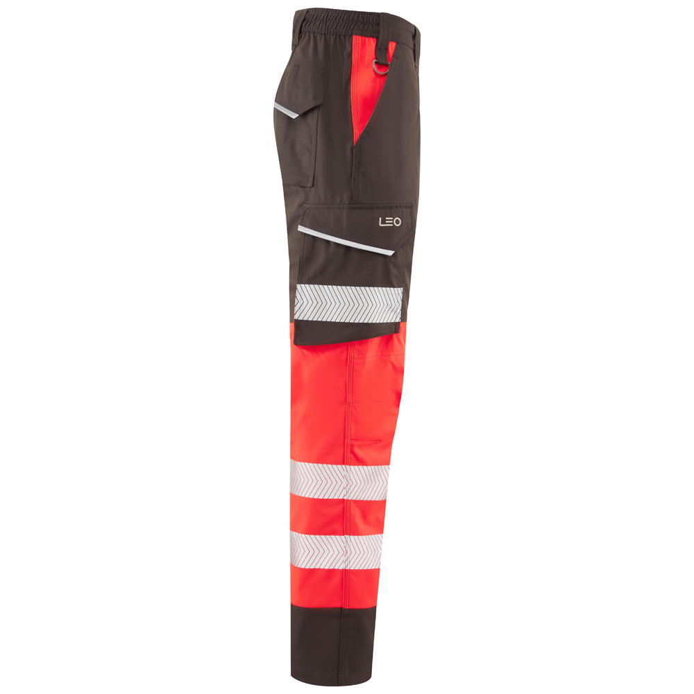 Leo WINSFORD Hi-Vis Red Grey Stretch Work Trousers Class 1 CT05-R/GY-LEO
