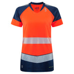 Leo LORNA Hi-Vis Orange/Navy Print Long Sleeve T-Shirt TL16-O/NP-LEO
