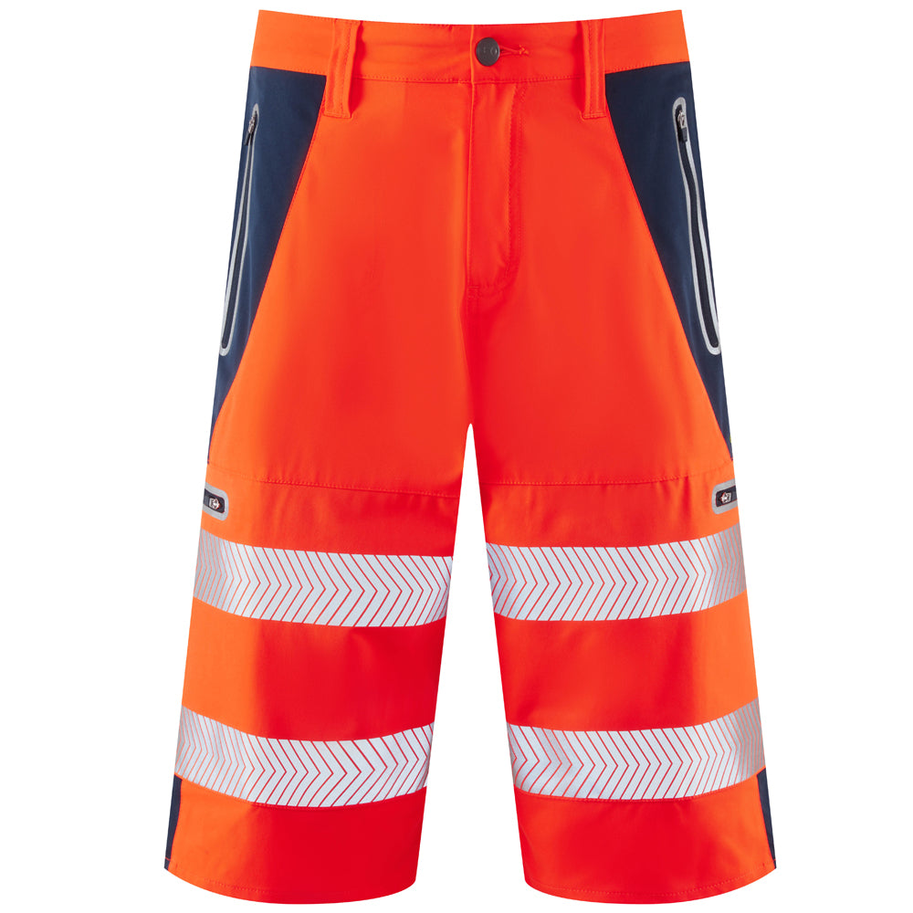 Leo KINGSLEY Hi-Vis Orange/Navy Stretch Work Shorts SH06-O/NV-LEO