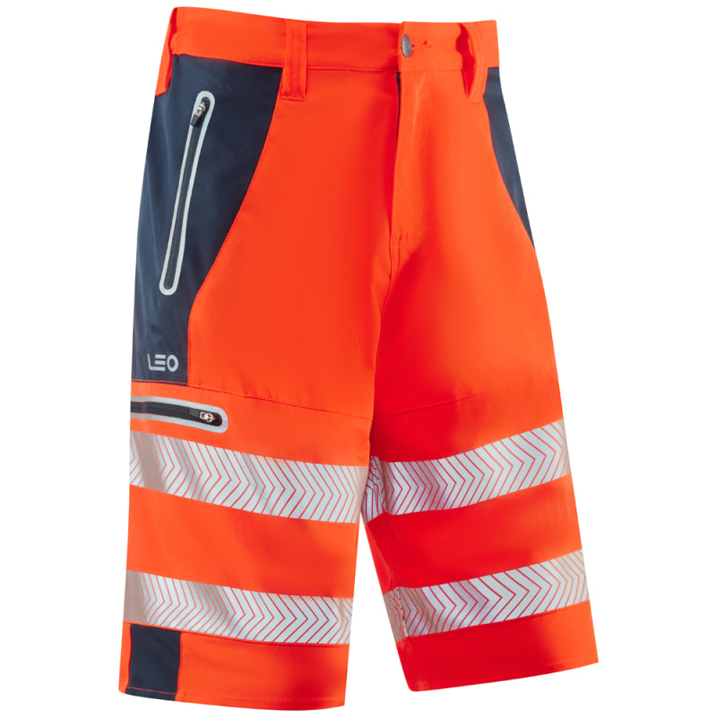 Leo KINGSLEY Hi-Vis Orange/Navy Stretch Work Shorts SH06-O/NV-LEO