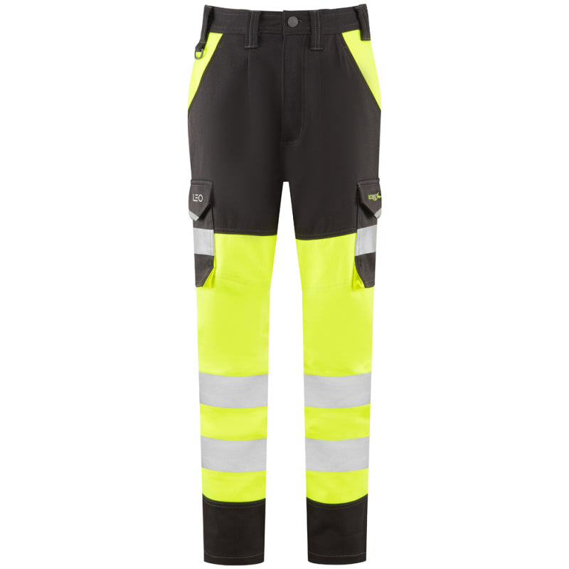 Leo BECKAMOOR Women's Hi-Vis Yellow Stretch Cargo Trousers CL04-Y/AN-LEO