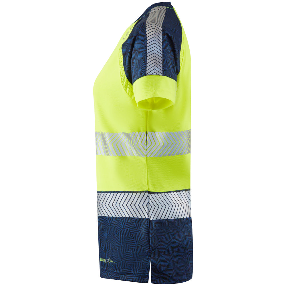 Leo LORNA Hi-Vis Yellow/Navy Print Long Sleeve T-Shirt TL16-Y/NP-LEO