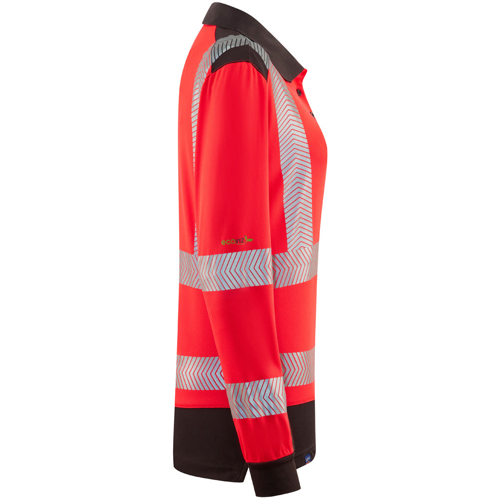 Leo HAZELWOOD Women's Hi-Vis Red/Grey Polo Shirt PL15-R/GY-LEO