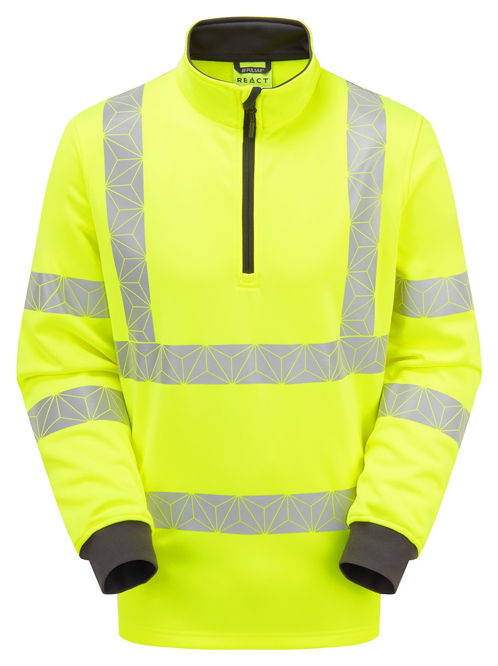 Hi-Vis Yellow Quarter Zip Sweatshirt Recycled Workwear RCT804