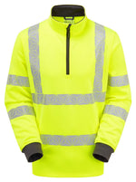 Hi-Vis Yellow Quarter Zip Sweatshirt Recycled Workwear RCT804