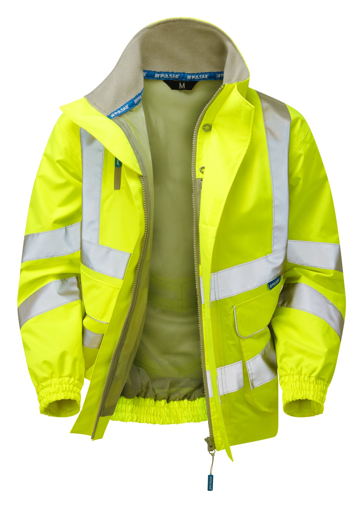 Hi-Vis Yellow Mesh Lined Bomber Jacket Waterproof P533-YEL
