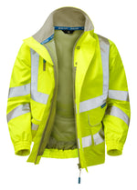 Hi-Vis Yellow Mesh Lined Bomber Jacket Waterproof P533-YEL