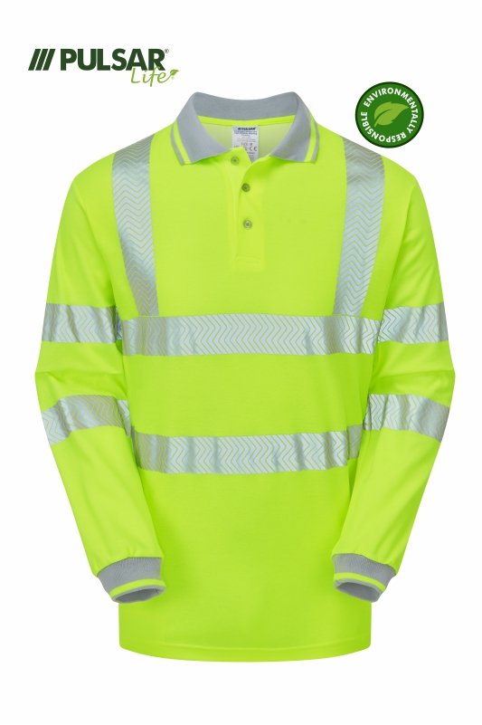 PULSAR LIFE Women's Hi-Vis Yellow Long Sleeve Polo Shirt LFE953