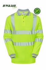 PULSAR LIFE Women's Hi-Vis Yellow Long Sleeve Polo Shirt LFE953