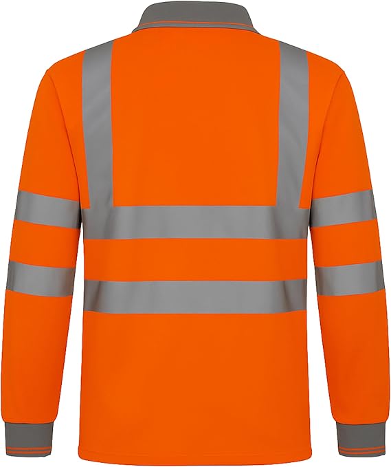 Step Ahead Hi Vis Visibility Long Sleeve Polo Shirts Safety Work-wear