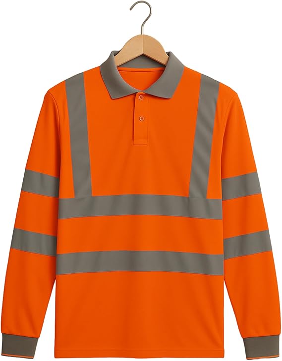 Step Ahead Hi Vis Visibility Long Sleeve Polo Shirts Safety Work-wear