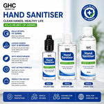 GHC Global Health Care 75% Alcohol Antibacterial Hand Sanitiser Gel – Quick Dry Moisturising Formula | 30ml, 50ml & 100ml