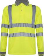 Step Ahead Hi Vis Visibility Long Sleeve Polo Shirts Safety Work-wear
