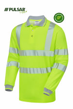 PULSAR LIFE Women's Hi-Vis Yellow Long Sleeve Polo Shirt LFE953